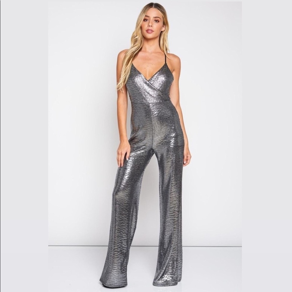 Blue Blush sparkly, grey jumpsuit